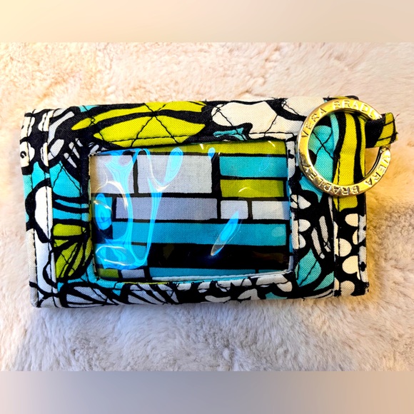 Vera Bradley Coin and ID Fold Blue/Green Island Bloom - Picture 2 of 5